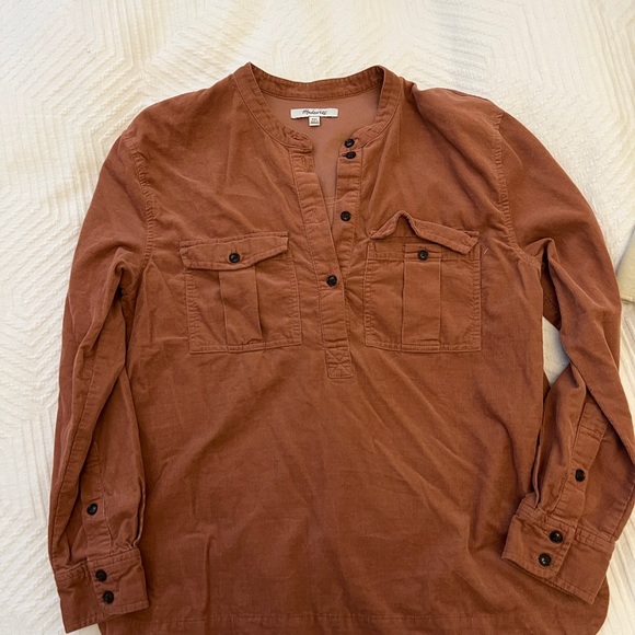 Madewell Corduroy Utility Popover Shirt in burnt orange - Picture 1 of 2